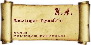 Maczinger Agenór névjegykártya